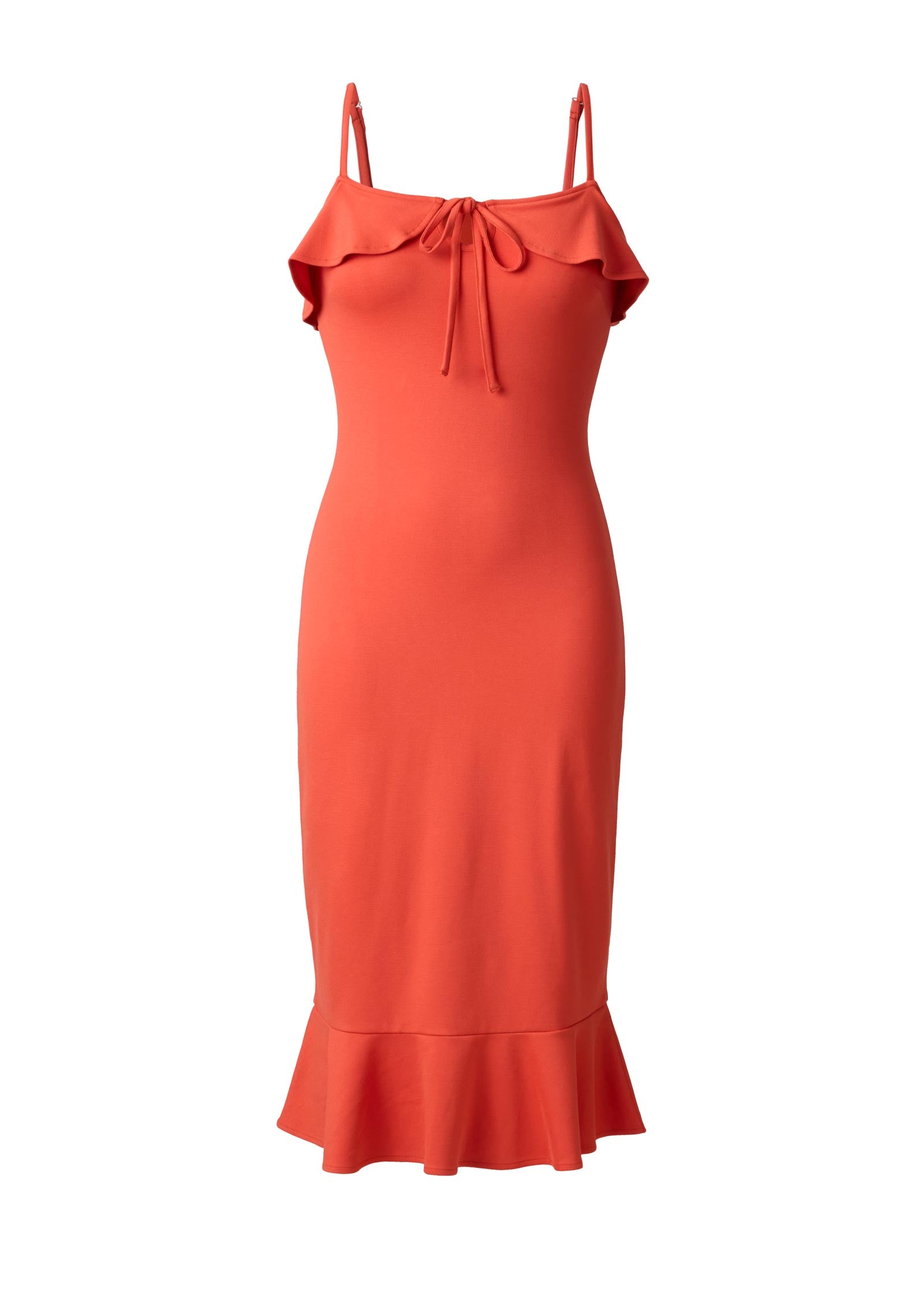 Ponte Ruffle Knee Dress - Paprika