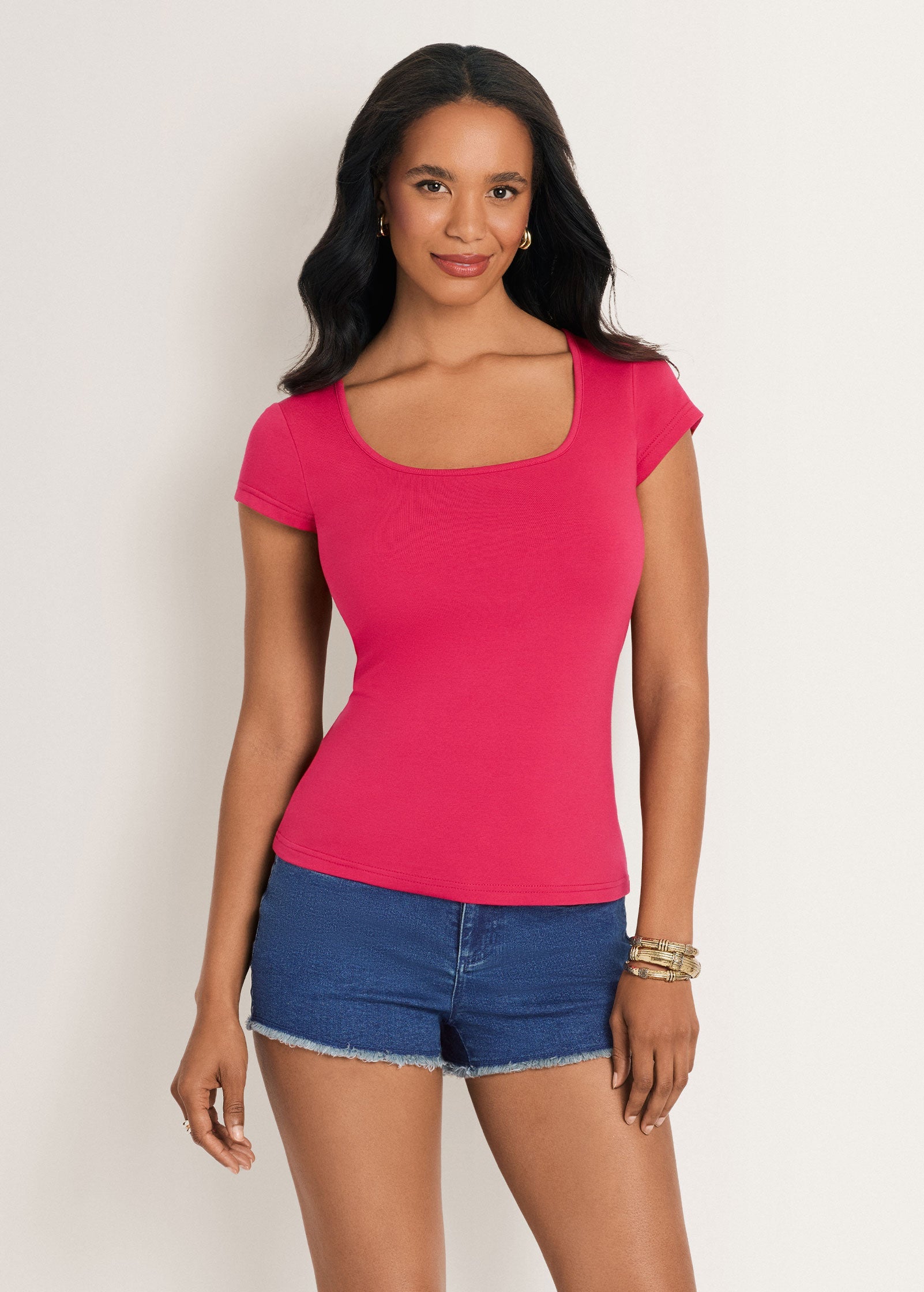 Square Neck Top - Persian Red