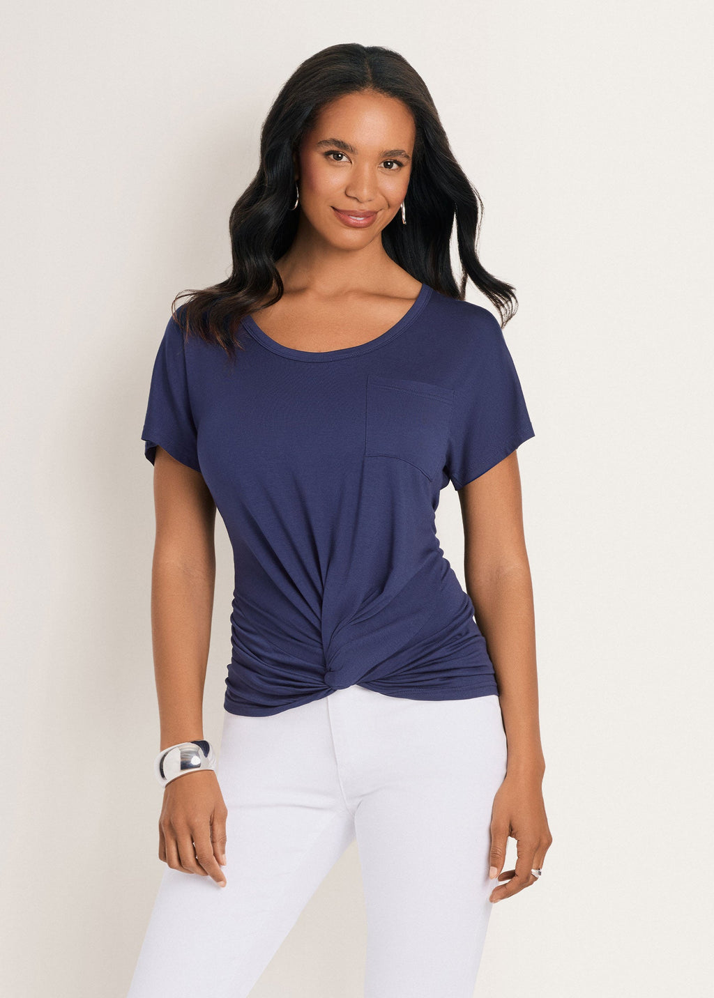 Twisted Knot Detail Tee - Black Iris