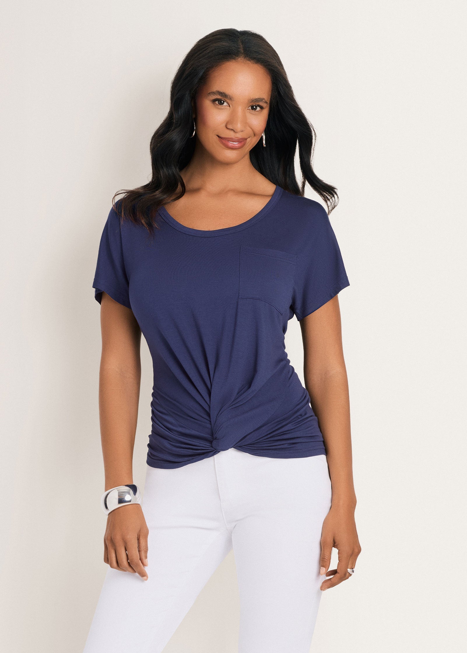 Twisted Knot Detail Tee - Black Iris