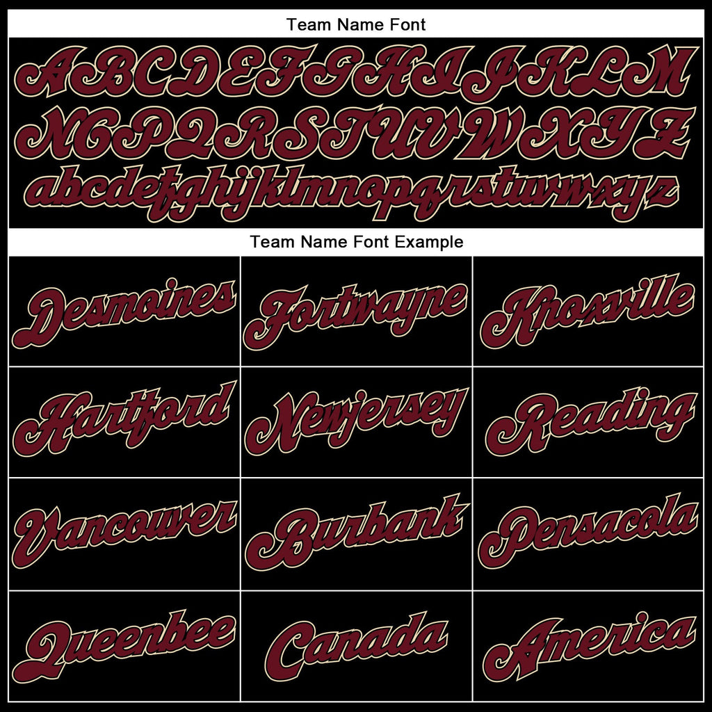 Custom Black Crimson-City Cream Authentic Baseball Jersey