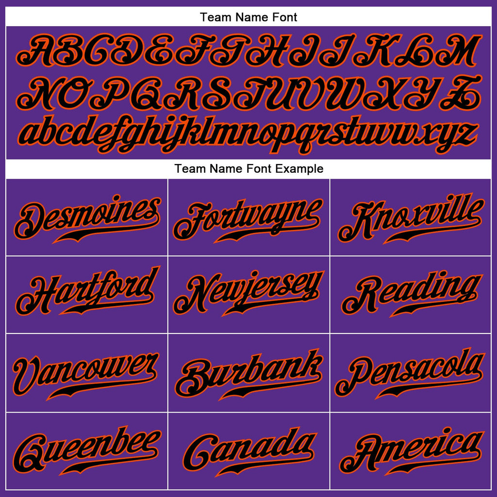 Custom Purple Black Pinstripe Black-Orange Authentic Baseball Jersey